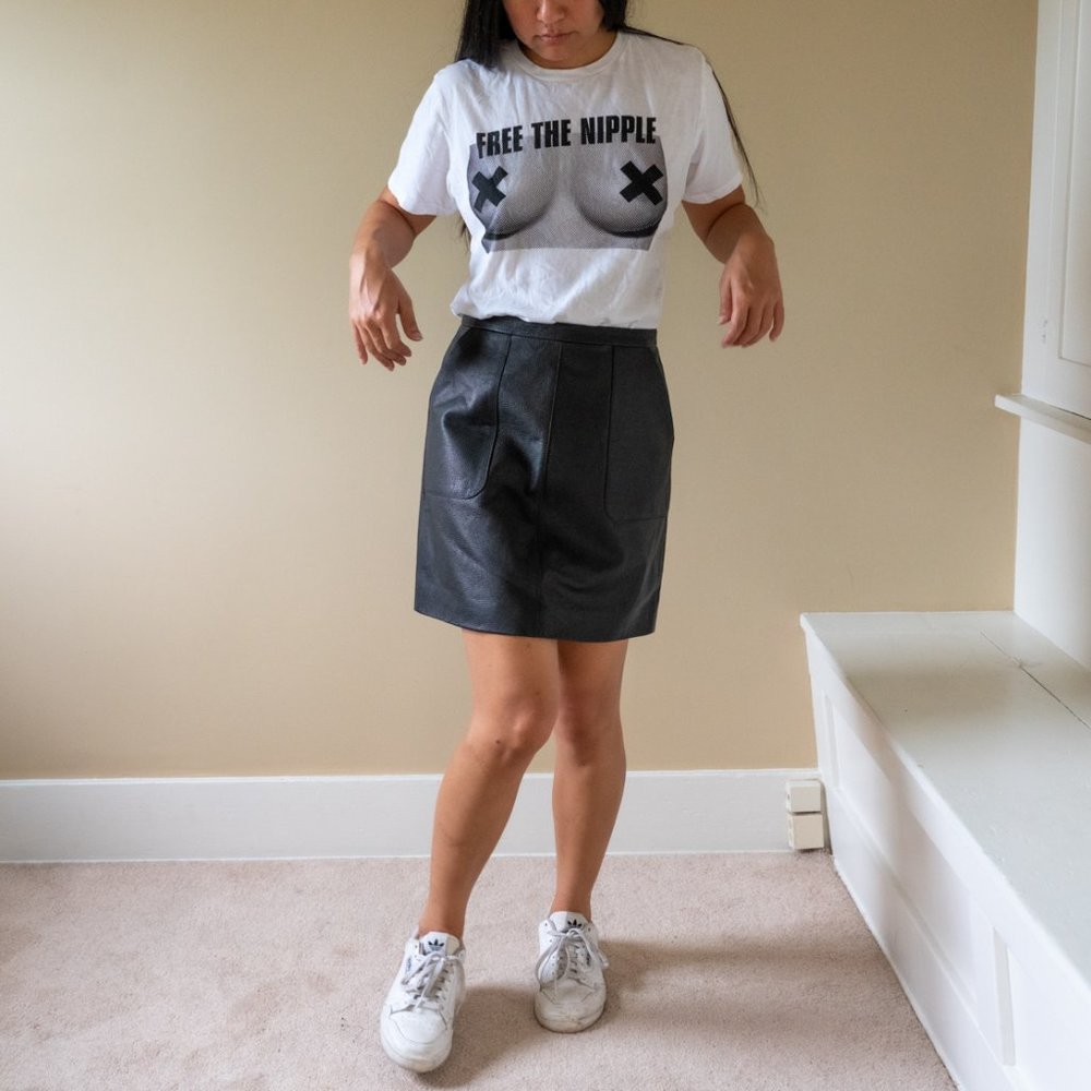 L' Academie Leather Pocket Skirt
